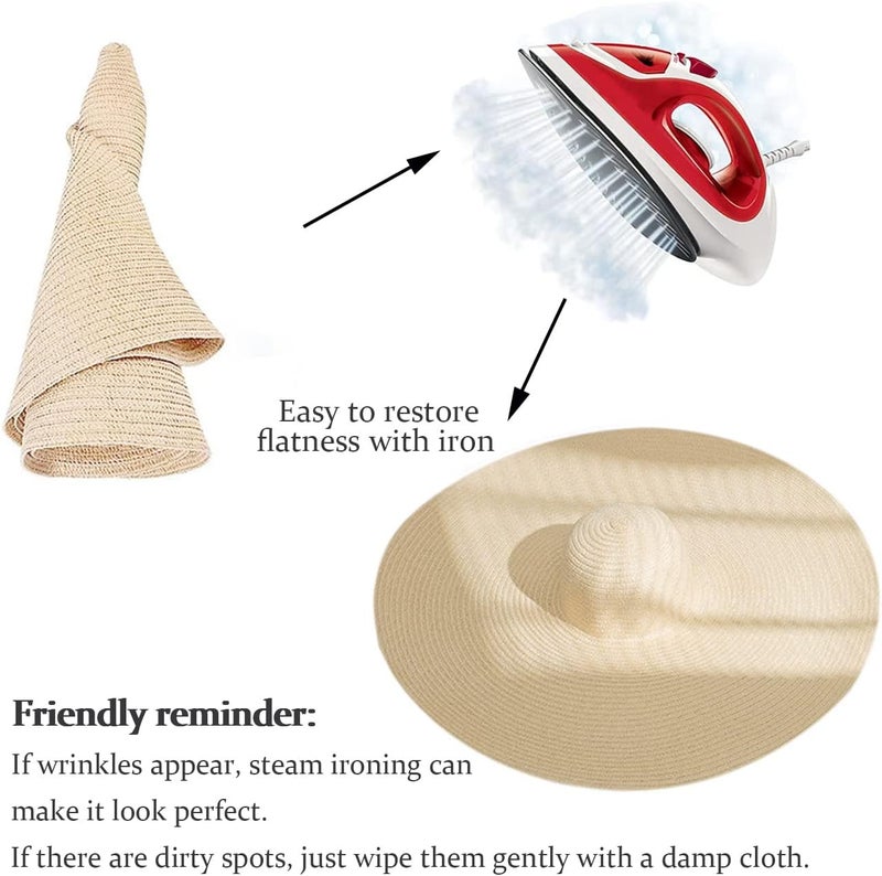 DECHISY Oversized Beach Straw Hat for Women, Fashion Large Wide Brim Visor Hats Handmade Roll Up Floppy Sun Hat for Summer Beach Cap - Image 4